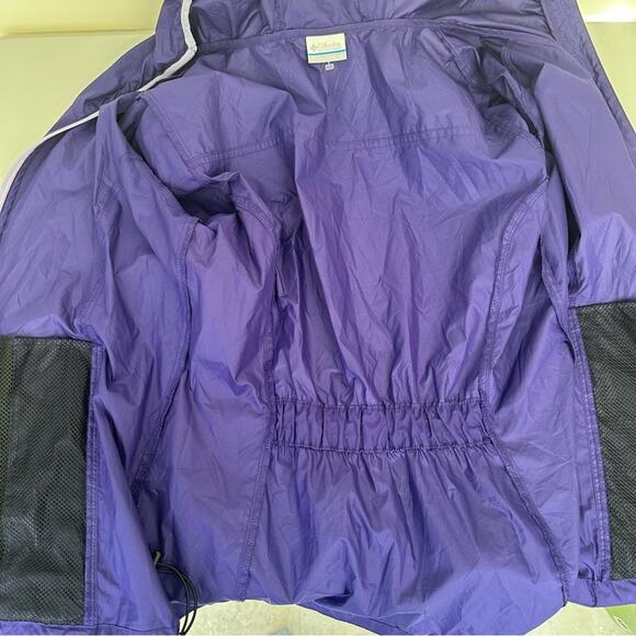Columbia Purple Rain Jacket Size M Full Zip Hooded Pockets Thin Windbreaker - Picture 6 of 10